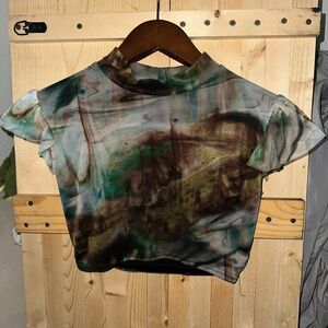 PrettyLittleThing Tie-Dye Mesh Top